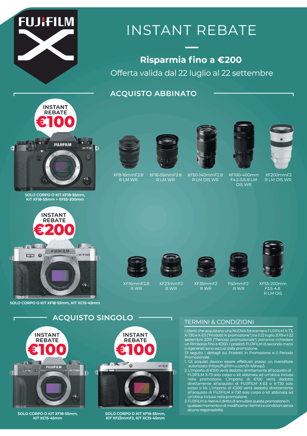 fujifilm instant rebate tabella