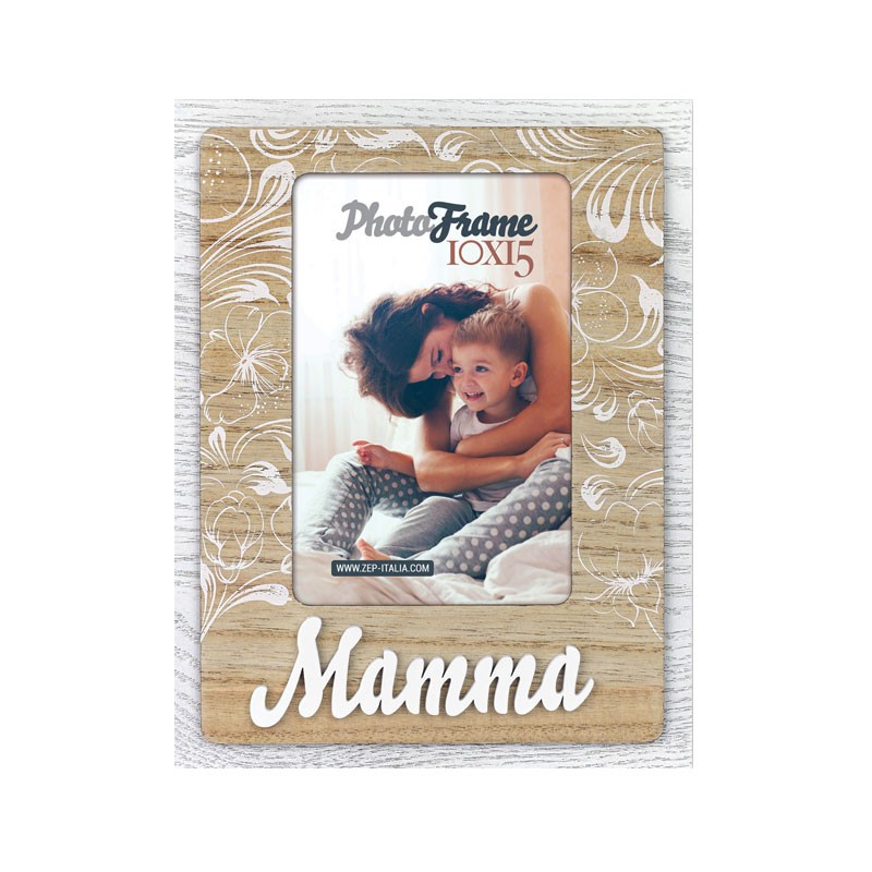Zep Cornice Portafoto Anna In Legno 10x15 Cm – Scritta 'Mamma' – Supporto Da Tavolo – Regalo Per La Mamma
