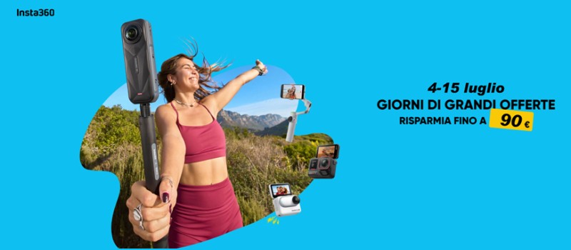 Insta360 sconto in cassa fino al 15 luglio 2025