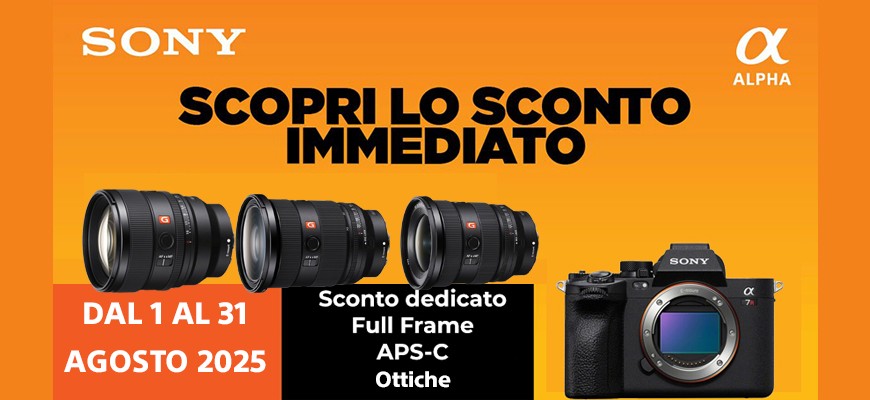 Promo Sony Agosto 2025: sconti in cassa su fotocamere e ottiche selezionate fino € 250