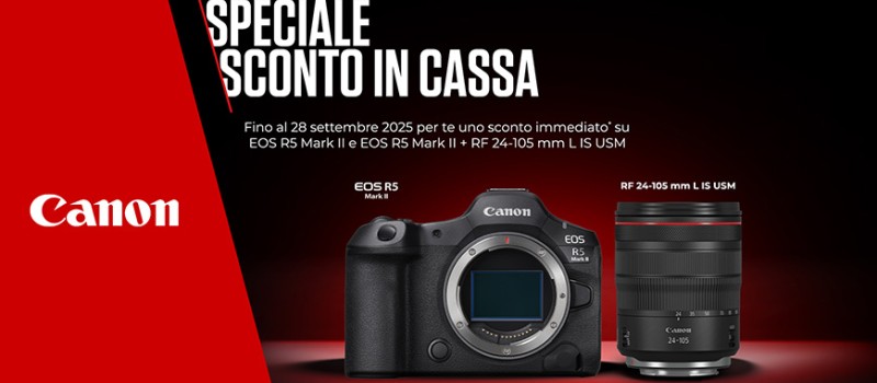 Canon sconto su Eor R5 mark II body e kit fino al 28 settembre 2025