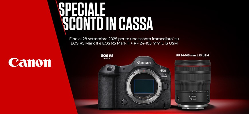 Canon sconto su Eor R5 mark II body e kit fino al 28 settembre 2025
