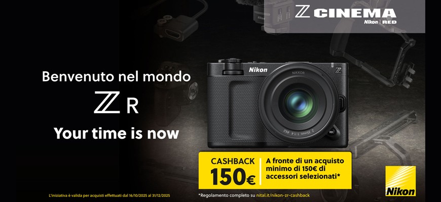 Risparmio spettacolare: acquista una Nikon ZR con accessori e ottieni un cashback di € 150 scade il 31 dicembre 2025