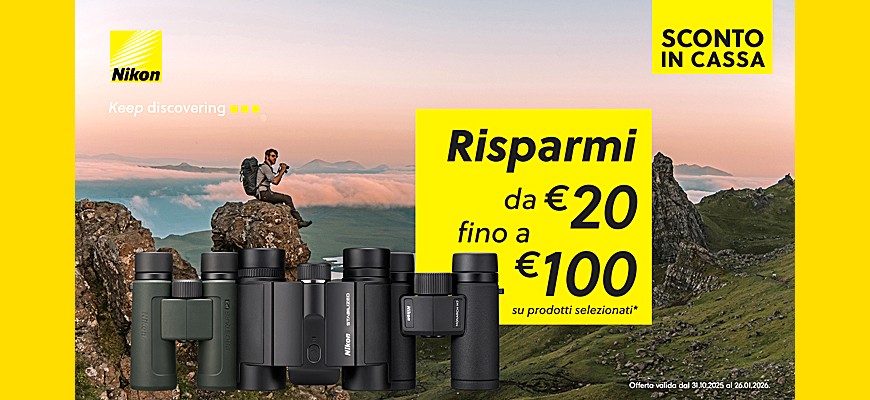 Nikon Sport Optics Winter Promotion: sconto in cassa risparmia fino a € 100 scade il 26 Gennaio 2026