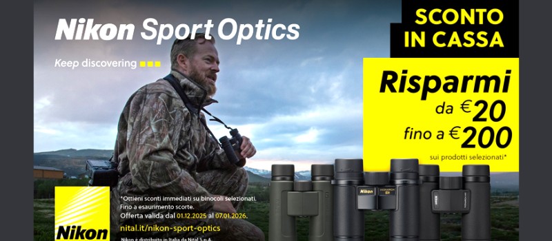 Nikon Sport Optics: sconto in cassa fino a 200€ su una selezione di binocoli scade il 7 gennaio 2026