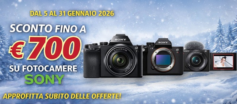 Gennaio è il momento giusto per Sony: sconto immediato in cassa fino € 700 su mirrorless e Cinema Line