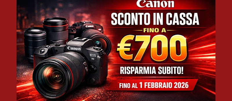 Canon EOS in promozione: sconti immediati in cassa fino € 700 scade il 1 febbraio 2026