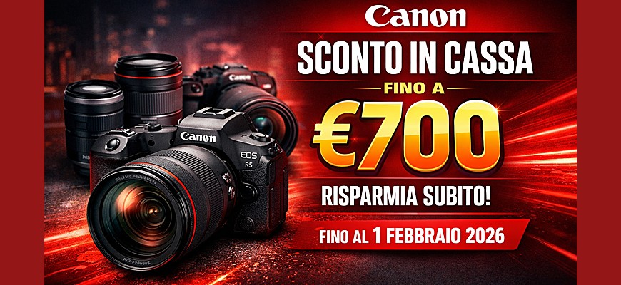 Canon EOS in promozione: sconti immediati in cassa fino € 700 scade il 1 febbraio 2026