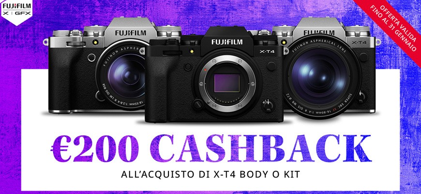 Fujifilm Cashback 200€ su X-T4