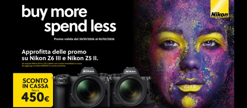 Nikon promozione acquista di più, spendi di meno: sconto in cassa fino € 450 scade il 5 febbraio 2026
