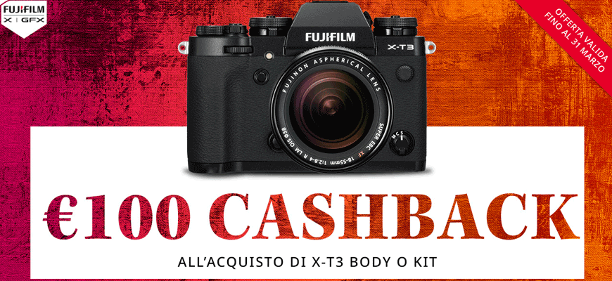 Fujifilm Cashback 100€ su X-T3