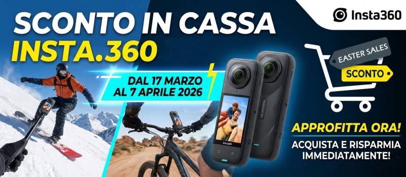 Insta360 Easter Sales: cattura ogni momento a prezzo speciale sconti in cassa scade il 7 aprile 2026