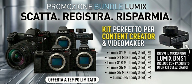 Lumix promozione in Bundle sconto in cassa fino al 10 maggio 2026