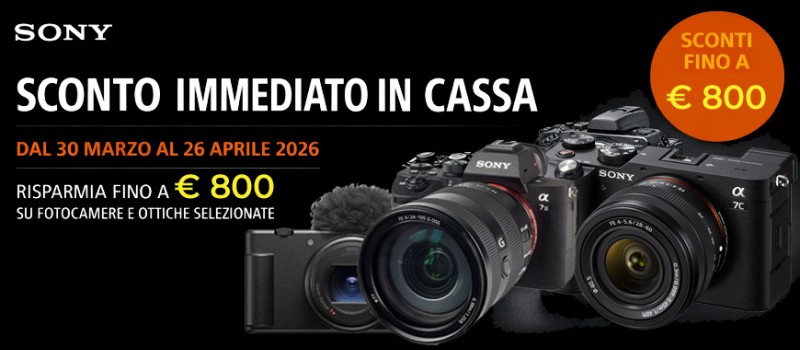 Sony sconto immediato in cassa: risparmia fino a € 800 scade il 26 aprile 2026