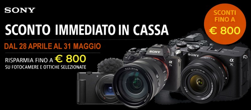 Sony sconto immediato in cassa: risparmia fino a € 800 scade il 31 Maggio 2026