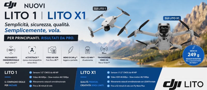 DJI presenta i nuovi LITO 1 e LITO X1: semplicità, sicurezza e qualità per iniziare subito a volare