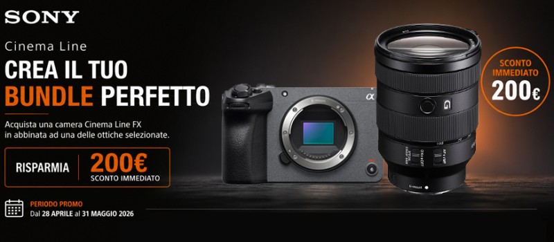 Sony Cinema Line: crea il tuo bundle perfetto e risparmia subito € 200 scade il 31 maggio 2026