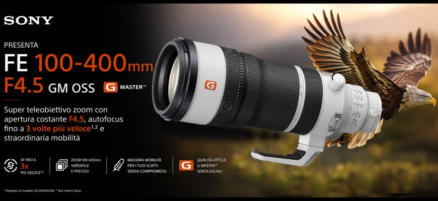 Sony presenta l’ottica FE 100-400 mm F4.5 GM OSS G Master: potenza, precisione e qualità senza compromessi