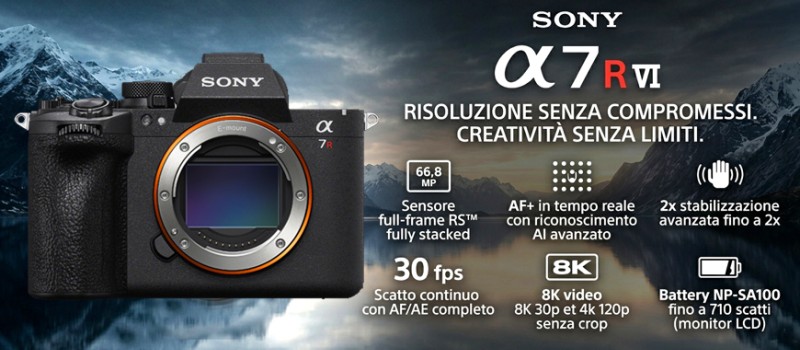 Sony presenta la nuova α7R VI: risoluzione estrema, velocità sorprendente e tecnologia AI evoluta