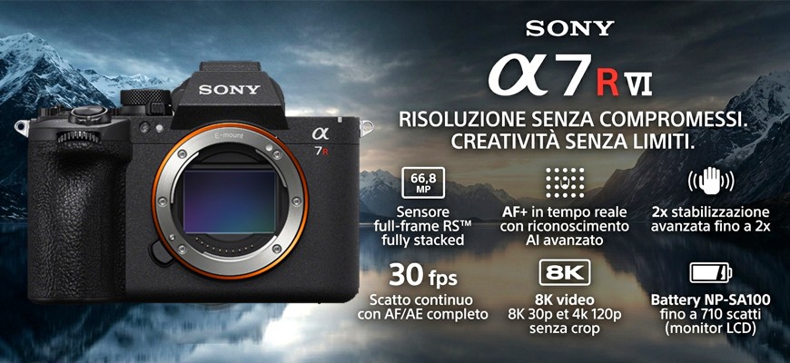 Sony presenta la nuova α7R VI: risoluzione estrema, velocità sorprendente e tecnologia AI evoluta