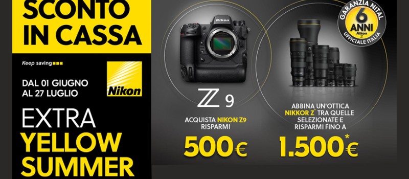 Nikon Z9: fino a 1.500€ di risparmio con l'Extra Sconto Yellow Summer PRO scade il 27 luglio 2026