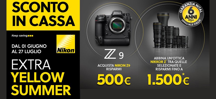 Nikon Z9: fino a 1.500€ di risparmio con l'Extra Sconto Yellow Summer PRO scade il 27 luglio 2026