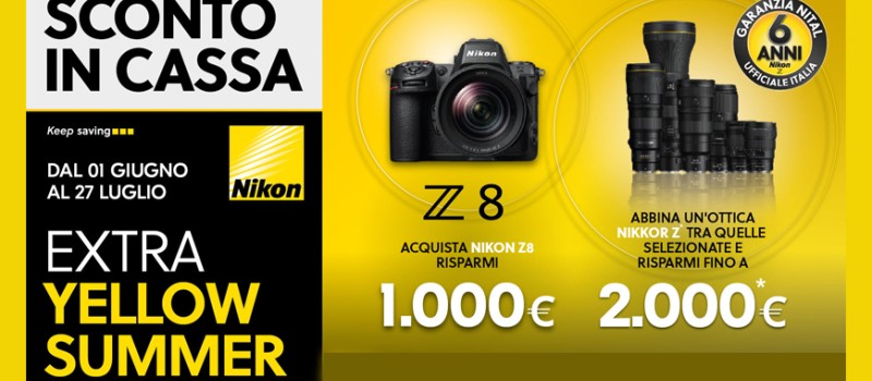 Nikon Z8: fino a 2.000€ di risparmio con l'Extra Sconto Yellow Summer PRO scade il 27 luglio 2026