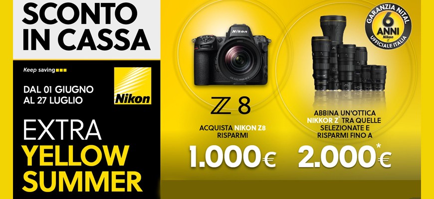 Nikon Z8: fino a 2.000€ di risparmio con l'Extra Sconto Yellow Summer PRO scade il 27 luglio 2026