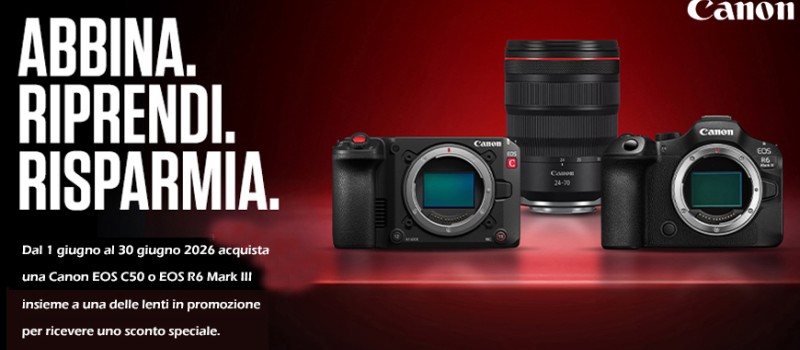 Canon promozione: acquista in bundle fotocamera + ottica selezionata e ottieni sconto fino € 680 scade il 30 giugno 2026