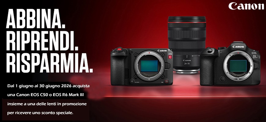 Canon promozione: acquista in bundle fotocamera + ottica selezionata e ottieni sconto fino € 680 scade il 30 giugno 2026