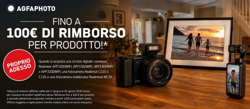 AgfaPhoto cashback Estate 2026: ricevi un rimborso su prodotti selezionati fino € 100 scade il 30 agosto 2026