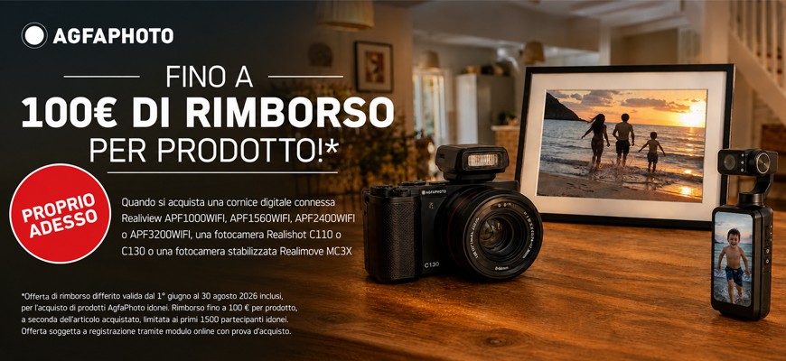 AgfaPhoto cashback Estate 2026: ricevi un rimborso su prodotti selezionati fino € 100 scade il 30 agosto 2026