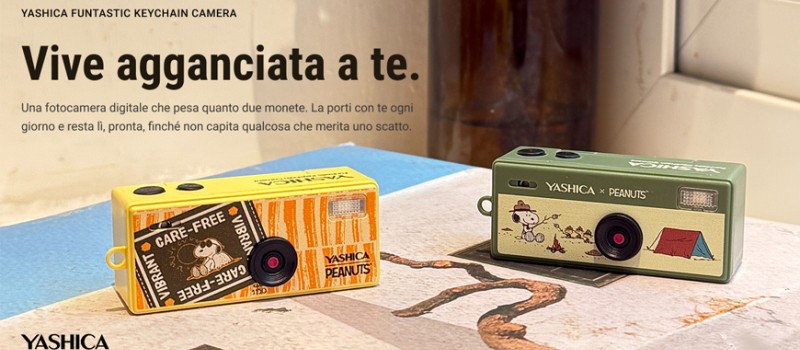 Yashica lancia Funtastic: la micro-fotocamera digitale da 22 grammi con schermo ribaltabile e stile pop