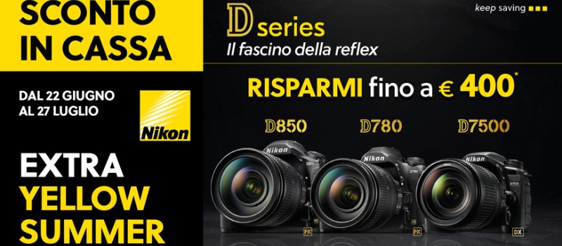 Nikon DSLR eXtra Yellow Summer: fino a 400€ di sconto sulle leggendarie reflex Nikon scade il 27 luglio 2026