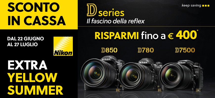 Nikon DSLR eXtra Yellow Summer: fino a 400€ di sconto sulle leggendarie reflex Nikon scade il 27 luglio 2026