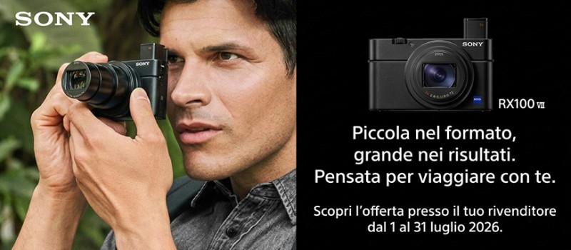 Sony promozione coupon per la compatta RX100VII fino al 31 luglio 2026