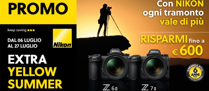 Nikon eXtra Yellow Summer: sconto in cassa fino a 600€ su Nikon Z6 II e Z7 II scade il 27 luglio 2026