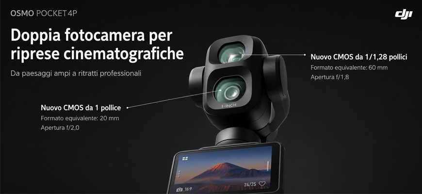 DJI Osmo Pocket 4P: doppia fotocamera e riprese cinematografiche sempre in tasca