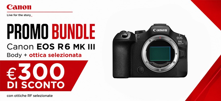 Canon EOS R6 MK III: 300€ di sconto con ottiche RF selezionate fino al 31 agosto 2026