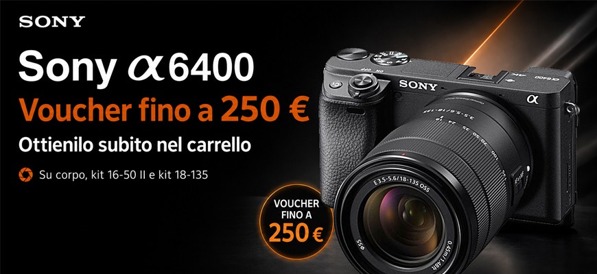 Sony A6400: coupon immediato fino a 250 € nel carrello scade il 30 agosto 2026