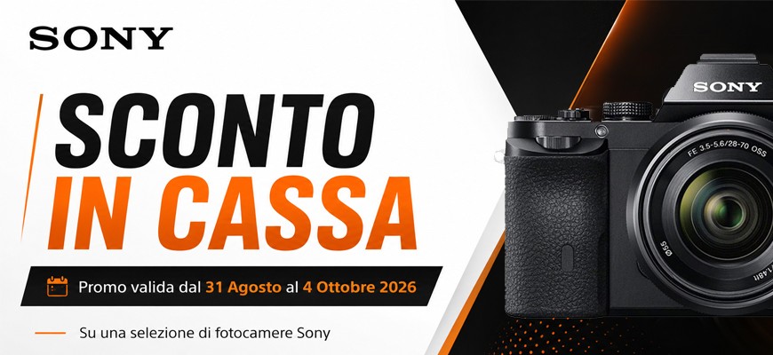 Sony sconto in cassa fino € 740 su Alpha, Cinema Line e Vlog fino al 4 ottobre 2026