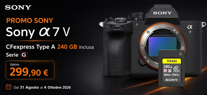 Sony α7 V: acquista la fotocamera e ricevi una CFexpress Type A da 240 GB scade il 4 ottobre 2026