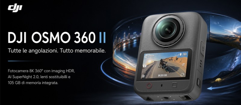DJI Osmo 360 II: il nuovo sguardo a 360° arriva fino all’8K/60fps