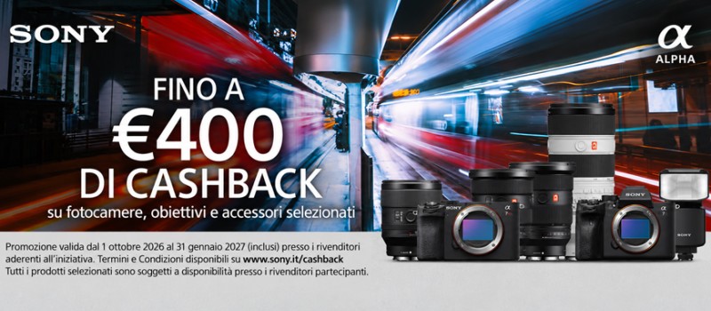 Sony Winter Cashback: fino a 400€ di rimborso su fotocamere, obiettivi e accessori scade il 31 gennaio 2027