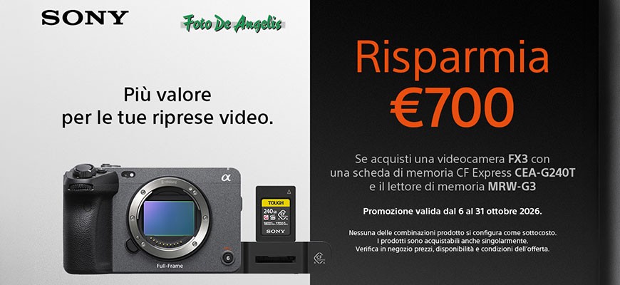Sony FX3 ti offre 700€ di omaggi fino al 31 ottobre 2026