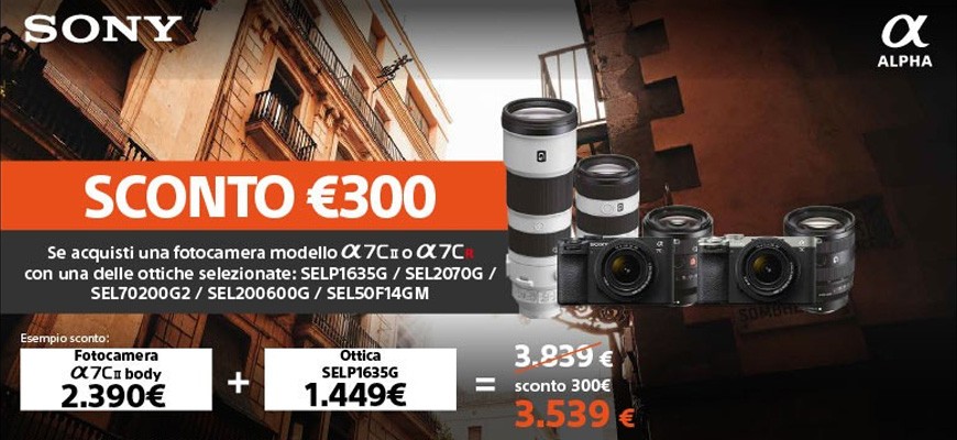 Sony  promozione sconto per Alpha 7C Mark 2 e Alpha 7CR con ottiche abbinate
