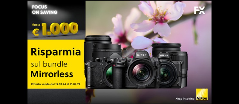 Promozione Nikon "Focus On Saving", sconto in cassa fino a € 1.000 fino al 15 aprile 2024