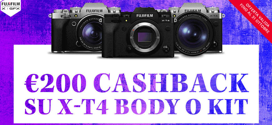 Cashback €200 su Fujifilm X-T4