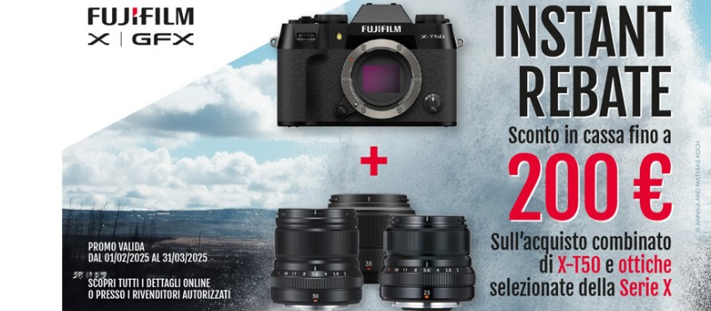 Fujifilm sconto in cassa X-T50 con ottica abbinata fino al 31 marzo 2025